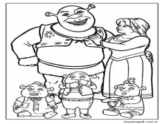 Şrek Ailesi Boyama Sayfası