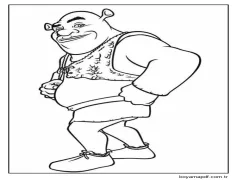 Şrek ayakta Boyama Sayfası