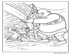 Şrek Görüntü Anahat Boyama Sayfası