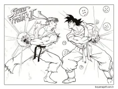 Street Fighter'dan Ryu vs Goku Boyama Sayfası
