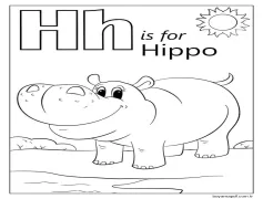 Su Aygırı Gülümseyen Harf H Boyama Sayfası