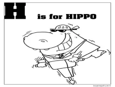 Su Aygırı Harfi H Boyama Sayfası