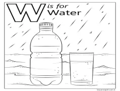 Su Harfi W Boyama Sayfası
