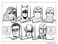 Süper Kahraman Yüzleri Çiz Boyama Sayfası