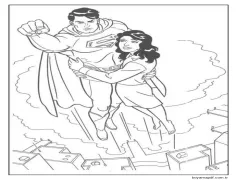 Süpermen İnsanları Kurtarır Boyama Sayfası