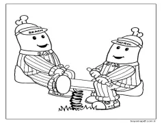 Tahterevalli Oynayan Pijamalı Muz Boyama Sayfası