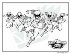 Takım Power Ranger Dino Saldırısı Boyama Sayfası