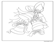 Tek bir kurdele ile bağlanmış üç çan. Boyama Sayfası