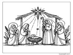 Temel Doğum Sahnesi Boyama Sayfası