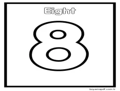 Temel numara 8 Boyama Sayfası