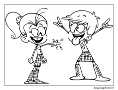 The Loud House dan Luan ve Luna Boyama Sayfası