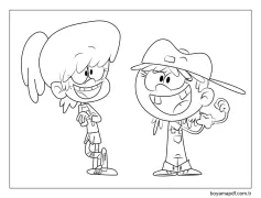 The Loud House dan Lynn ve Lana Boyama Sayfası