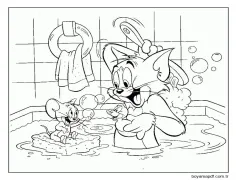 Tom ve Jerry Duş Boyama Sayfası