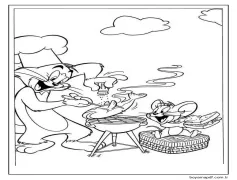 Tom ve Jerry ızgara Yemek Boyama Sayfası