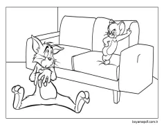 Tom ve Jerry Koltukta Boyama Sayfası
