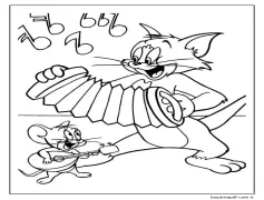 Tom ve Jerry Müzik Aletleri çalıyor Boyama Sayfası