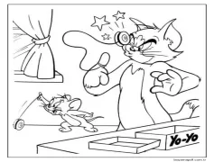 Tom ve Jerry Yo Yo Oynuyor Boyama Sayfası