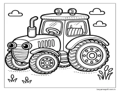 Traktör Çizimi Basit Boyama Sayfası