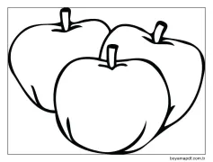 Üç Elma Çizimi Boyama Sayfası