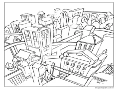 Ücretsiz bir şehir çizin Boyama Sayfası