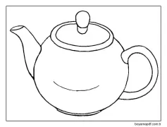 Ücretsiz Çaydanlık Çizimi ve Renklendirme Boyama Sayfası