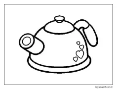 Ücretsiz Çaydanlık Yazdırılabilir Çizimi Boyama Sayfası