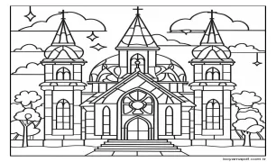Ücretsiz Kilise Boyama Sayfası