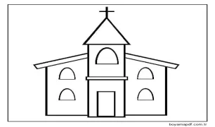 Ücretsiz Kilise Görseli Boyama Sayfası