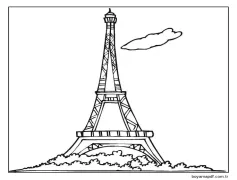 Ücretsiz resim Eyfel Kulesi Boyama Sayfası