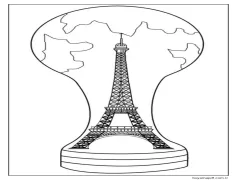 Ücretsiz sevimli Eyfel Kulesi Boyama Sayfası