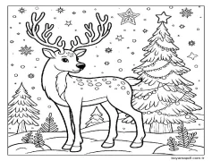 Ücretsiz yazdır ren geyiği Boyama Sayfası