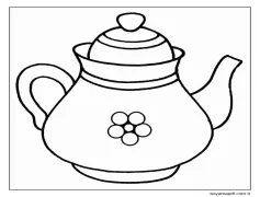 Ücretsiz Yazdırılabilir Çaydanlık Çizimi Boyama Sayfası