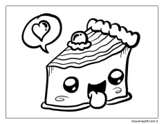Ücretsiz yazdırılabilir Kawaii Yemek Boyama Sayfası