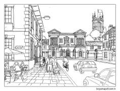 Ücretsiz yazdırılabilir şehir Boyama Sayfası