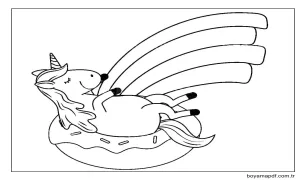 Unicorn ve Donut Boyama Sayfası