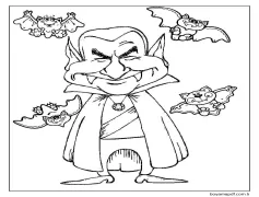 Vampir ve Yarasalar Boyama Sayfası