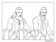 Vikingler Olaf ve Harald boyama sayfası. Boyama Sayfası