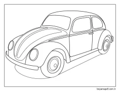 Volkswagen Beetle araba Boyama Sayfası