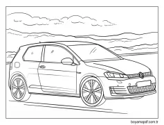 Volkswagen Golf GTI Arabası Boyama Sayfası