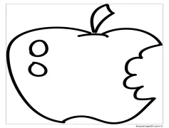 Yarı ısırılmış Elma Boyama Sayfası