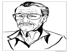 Yaşlı yüz Stan Lee Boyama Sayfası