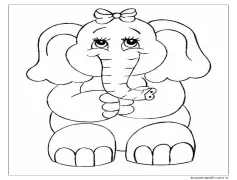 Yay ile şirin Fil Boyama Sayfası