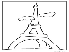 Yazdırılabilir basit Eyfel Kulesi Boyama Sayfası