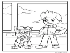 Yazdırılabilir Chase ve Ryder Paw Patrol Boyama Sayfası