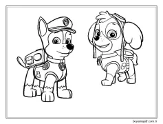 Yazdırılabilir Chase ve Skye Paw Patrol Boyama Sayfası