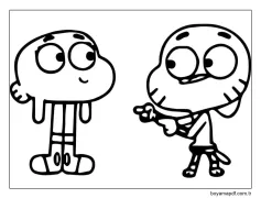 Yazdırılabilir Gumball Görseli Boyama Sayfası