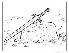 Yazdırılabilir Kılıç Boyama Sayfası