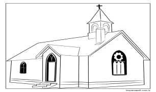 Yazdırılabilir Kilise Görseli Boyama Sayfası