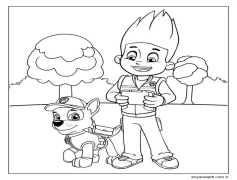 Yazdırılabilir Paw Patrol Chase ve Ryder Boyama Sayfası