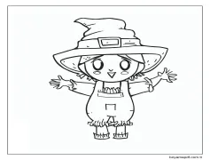 Yazdırılabilir Sevimli Korkuluk Boyama Sayfası